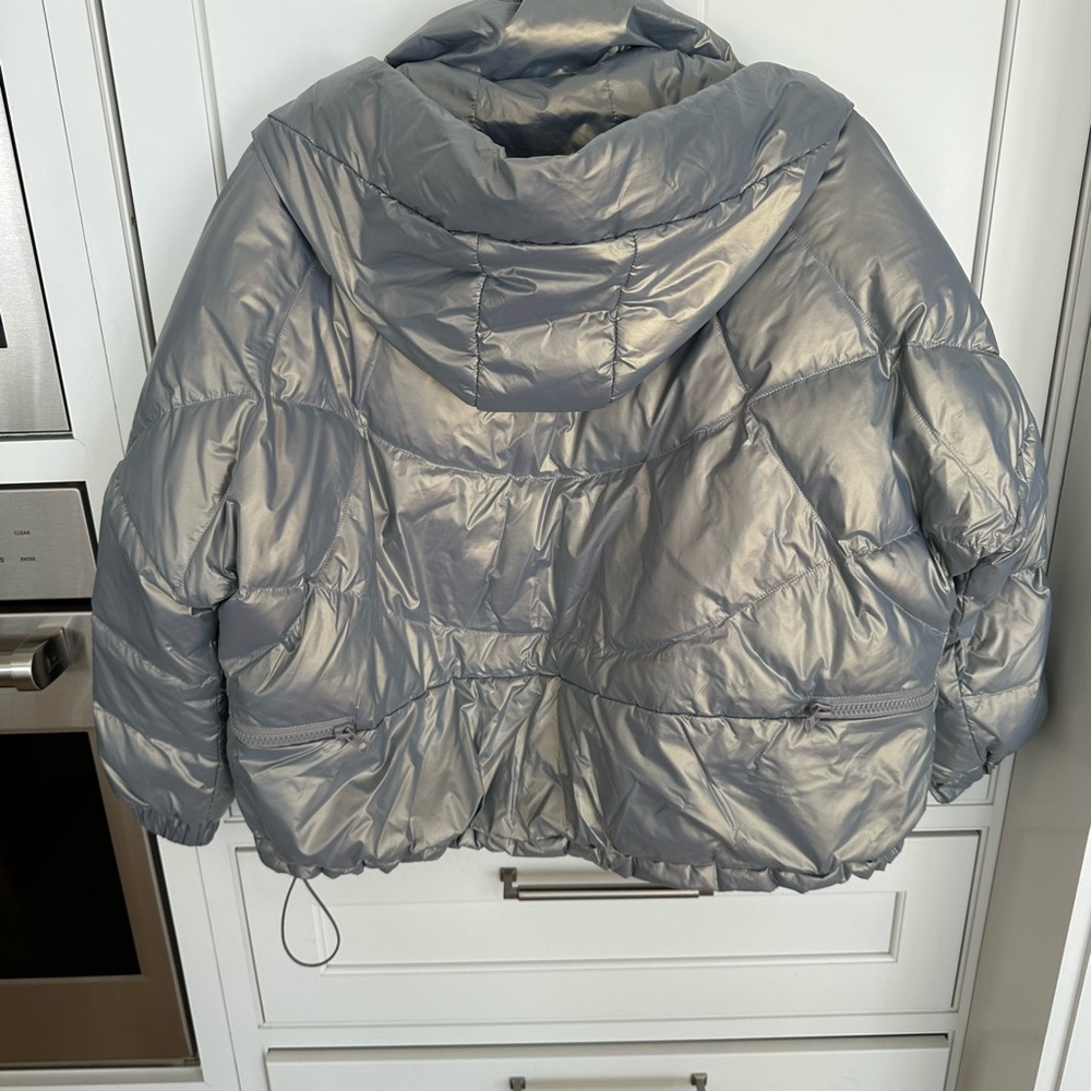 Lattier 100% Down Silver Puffer | Gorpcore Techwear Scandinavian Minimalist sz M - Picture 5 of 10